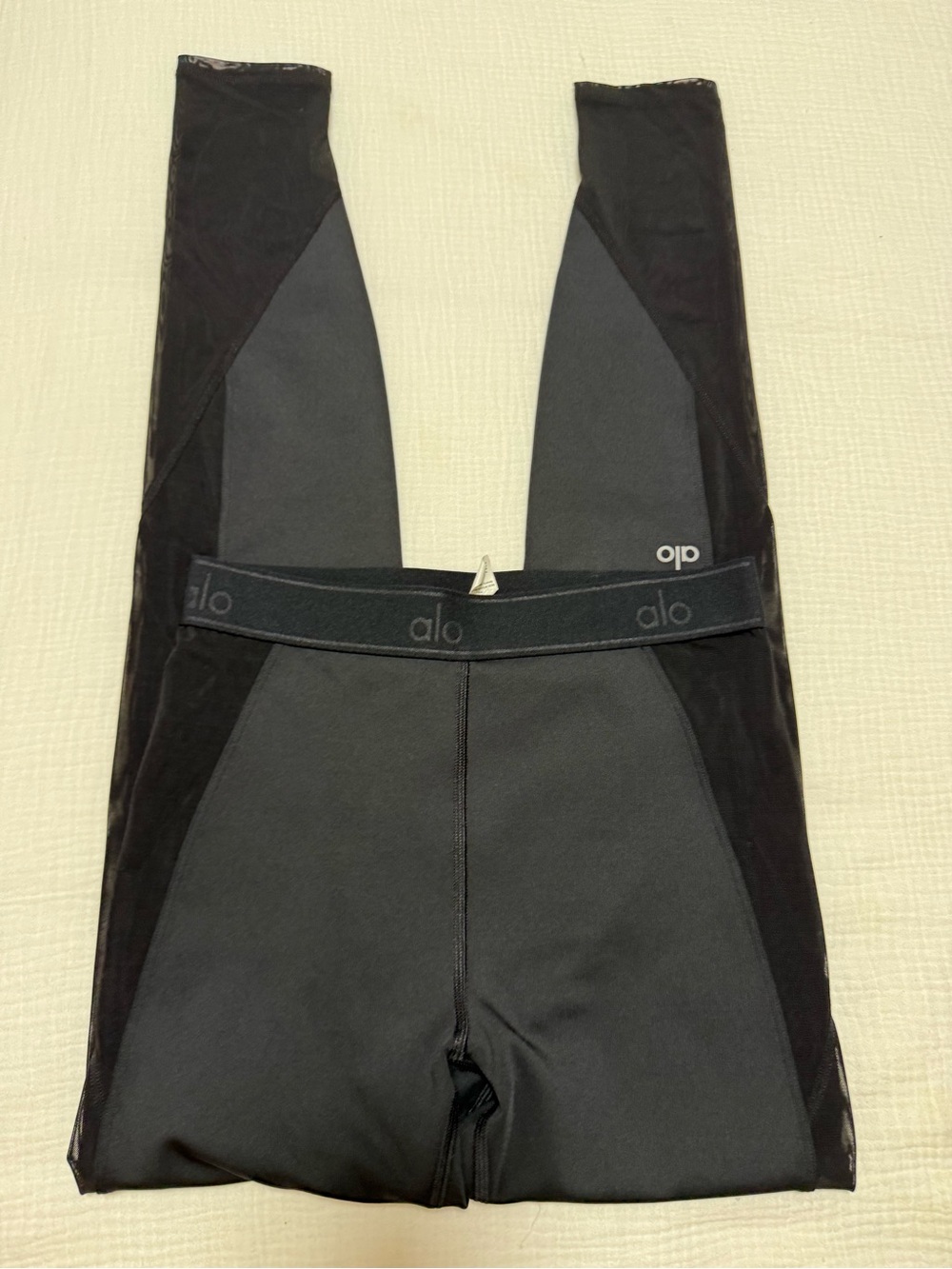 ALO Yoga Black and Charcoal Paneled Leggings